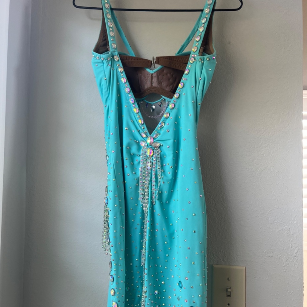Beautiful Turquoise Latin Competition Dress - Picture 2 of 2